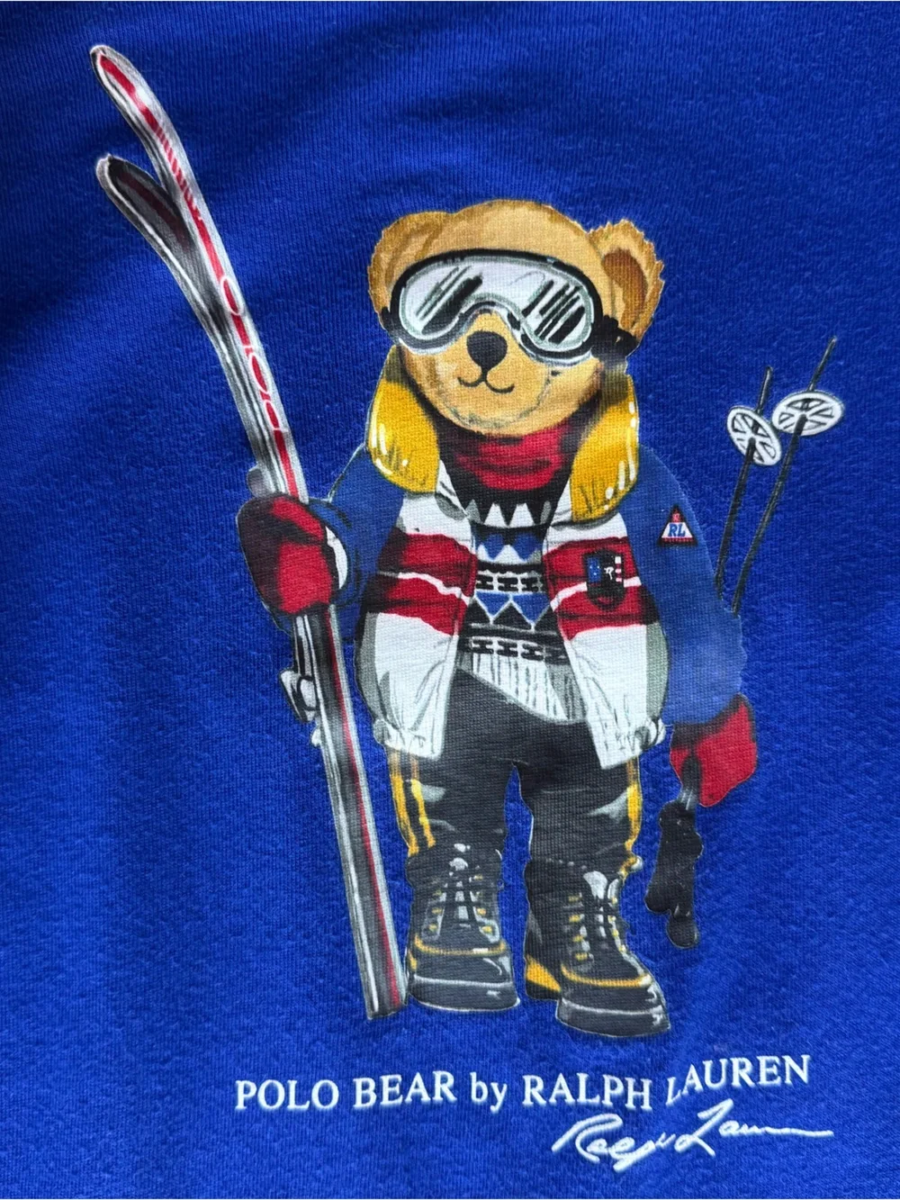 Polo Bear by Ralph Lauren Blue Ski Bear Graphic Long Sleeve Tee 3T Unisex Preppy